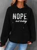Women's NOPE Print Waffle Knit Hoodie with Kangaroo Pocket - European Size (Autumn/Winter Collection)