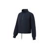 Li Ning Plain Half-Zip Drawstring Waist Long Sleeve Sweatshirt Women Tops Deep-Blue AWDS040-4