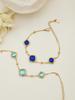 Geometric Glass Stone Earrings & Stainless Steel Bead Necklace Bracelet Set - Multi-color Patchwork Jewelry