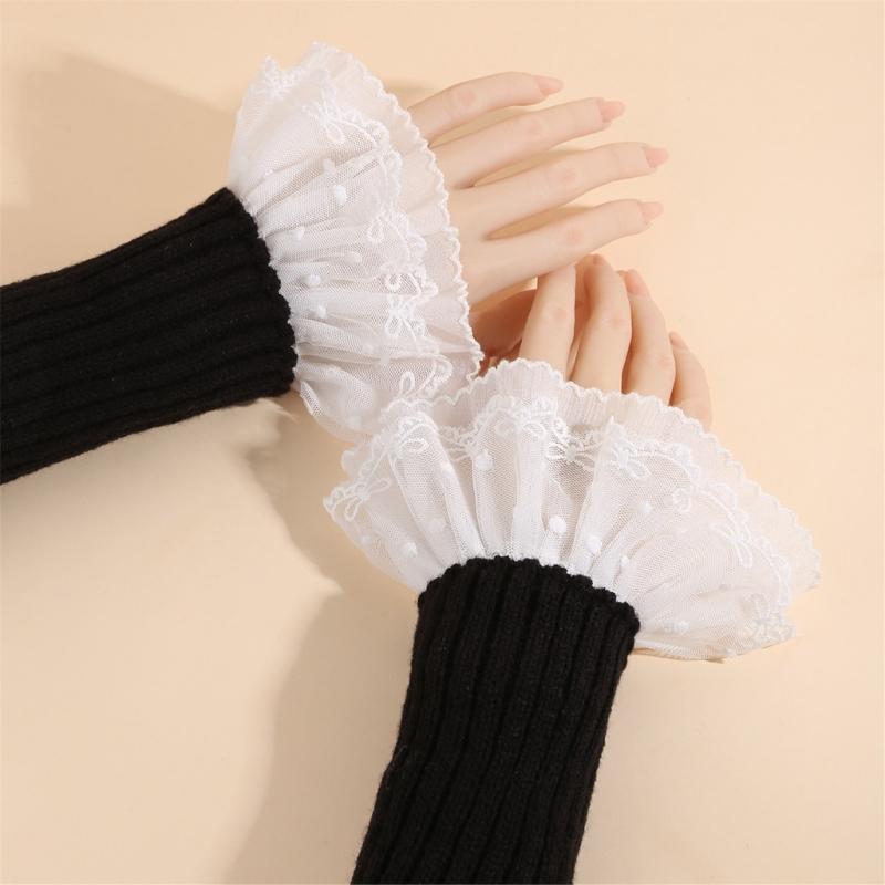 2 Pairs Breathable Lace Cuffs Designed for Spring Event with Invisible Wear Ensuring Seamless Shirt Integration