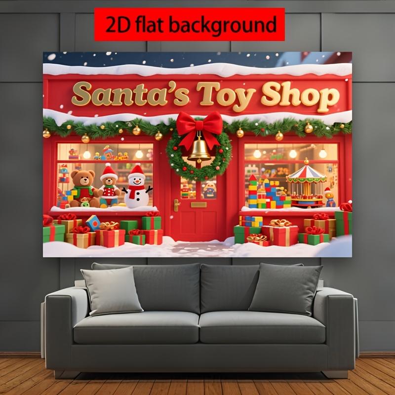 1Pcs Santa S Toy Shop A Festive Decoration Background Winter Backdrop Decorations For Photo Studio Photo Booth Christams Party