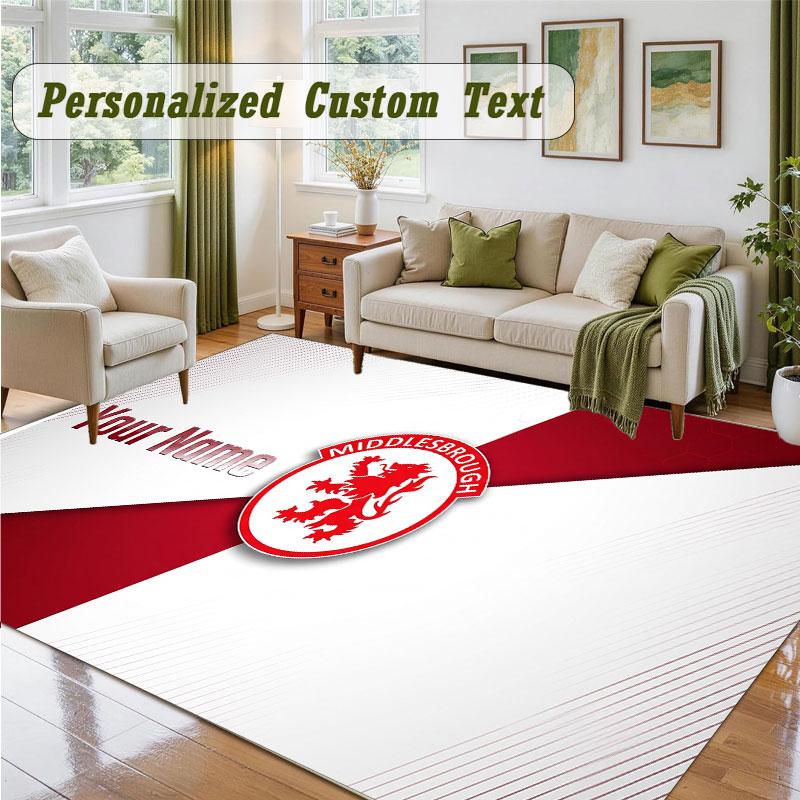 Crystal Velvet Square Rug Custom NameMiddlesbrough FC Pattern Non Slip Home Floor Decor Rug