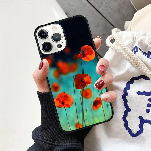 Rote Mohnblume Handyhülle Rückseite für iPhone 17 Air 16 15 14 13 11 12 Pro Max Plus Hülle Coque