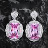 Elegant Vintage Pink Diamond Pendant Necklace Pink Crystal Ring Gemstone Earrings Jewelry Set