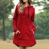 Women Long Length Loose Casual Solid Drawstring Hoodie Pullover With Big Pocket