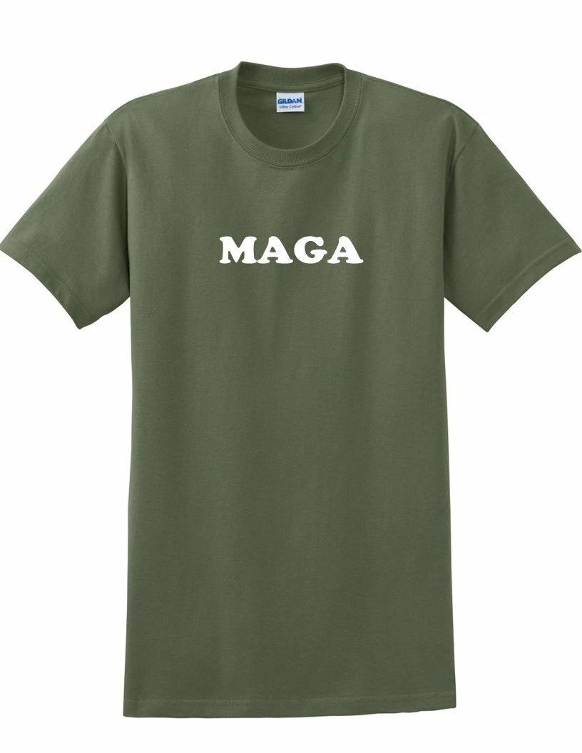 

MAGA Re-elect Donald Trump Republican 2020 Election White Military Green T-Shirt L