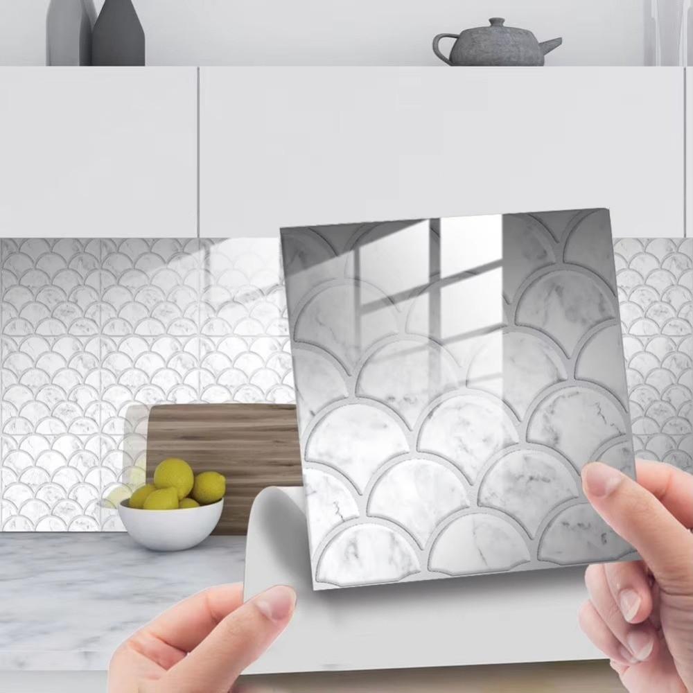 10PCS 15*15cm Tile Stickers Waterproof Marble Grain 3D Wall Sticker Colorful PVC Tile Wall Sticker