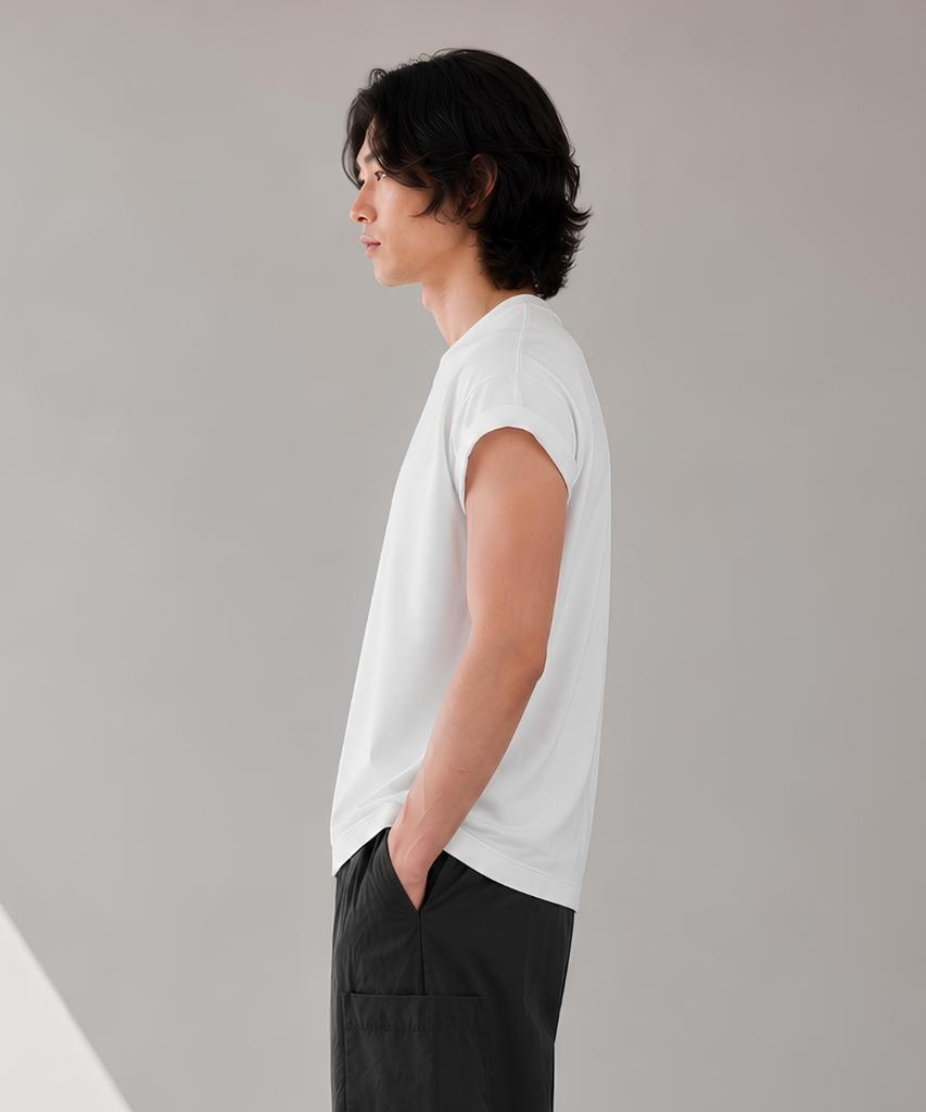 CUSTOMUS Men'S Aerocool Drop Shoulder Cap Sleeve Short Sleeve T-Shirt Cxs26Mkrt602 Whi