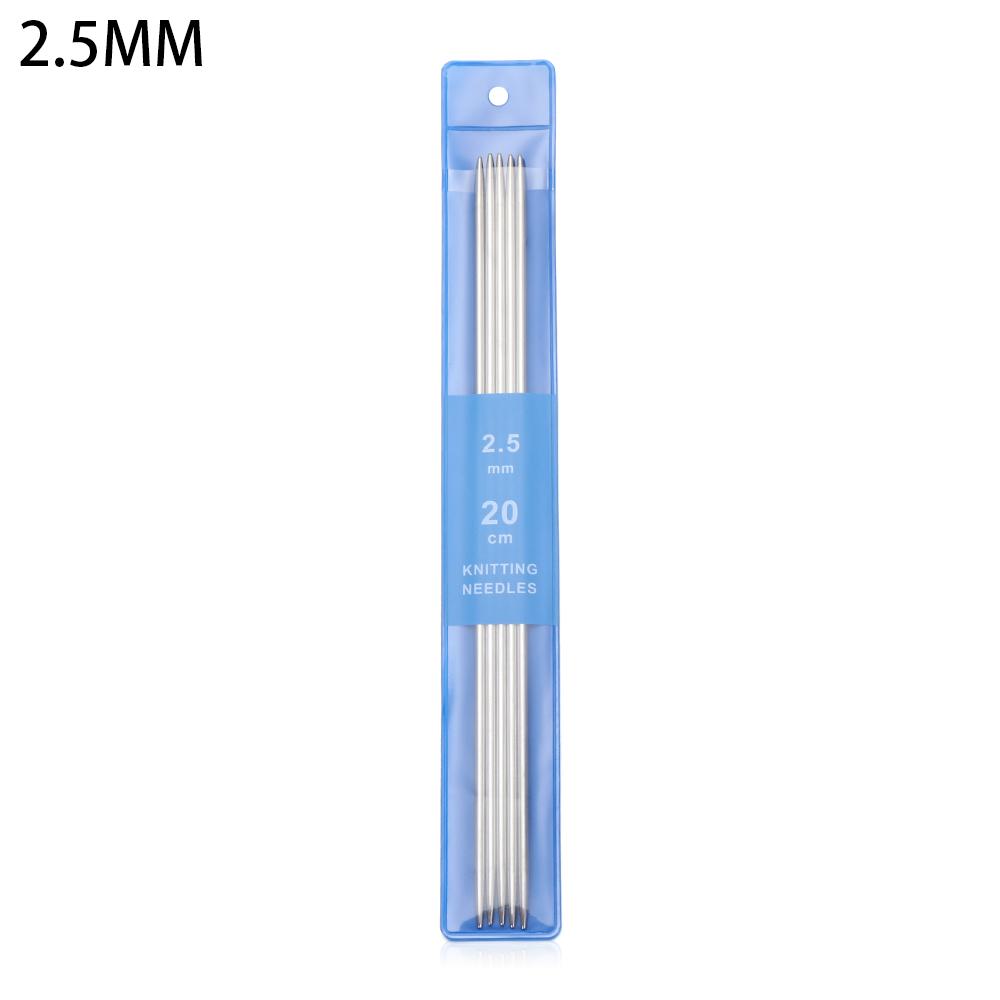 5Pcs Stainless Steel Straight Knitting Needles Metal Crochet Hook DIY Sweater Weave Knitting Tools Size 2-5mm Sewing Accessories