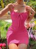 Barbie Pink European and American Style Sexy One-word Collar Slim-fit Off-the-shoulder Hip Party Suspender Dress