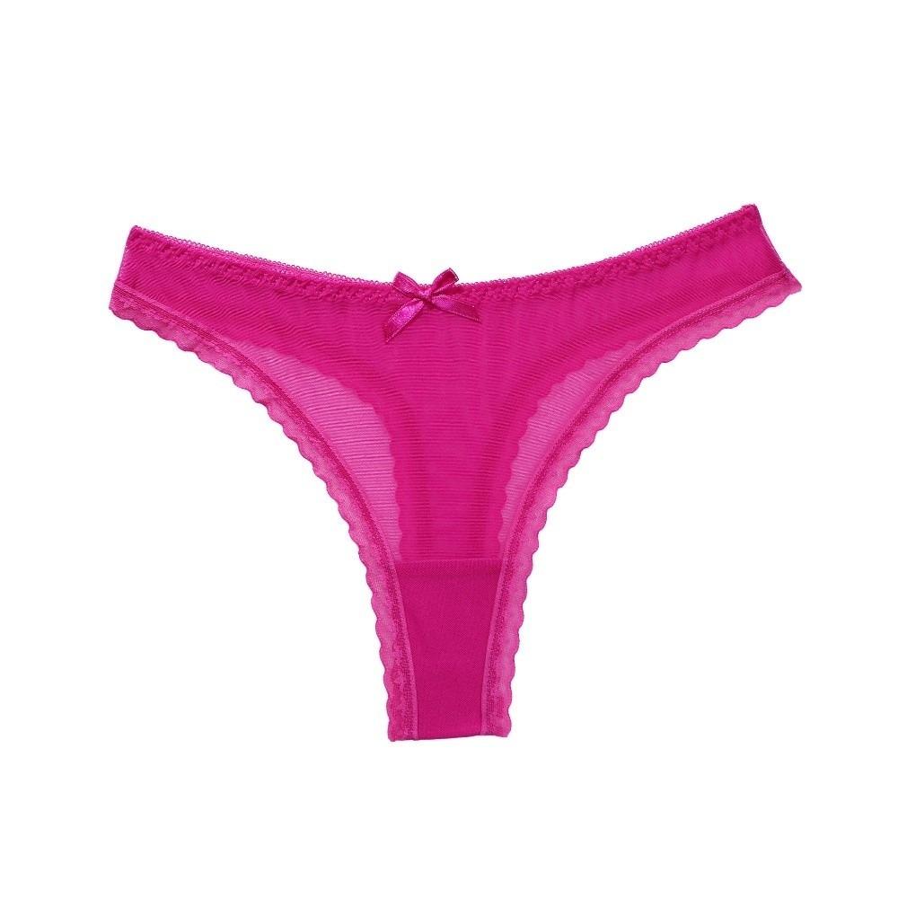 Soft Low Waist Briefs Traceless T-back Panties Fashion Lace Transparent Thongs Daily Wear