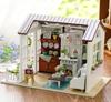 CUTEROOM DIY Wooden Miniature Dollhouse Kit with Music Box, LED Lights & Dustproof Cover - Beginner's Handmade Miniature House, Natural American