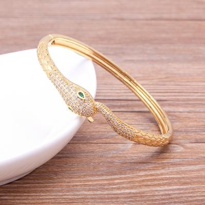 

Luxury Top Quality Copper Zircon Snake Cuff Bangle Adjustable Fashion Design Party Wedding Jewelry Lucky Bohemia Gift For Women