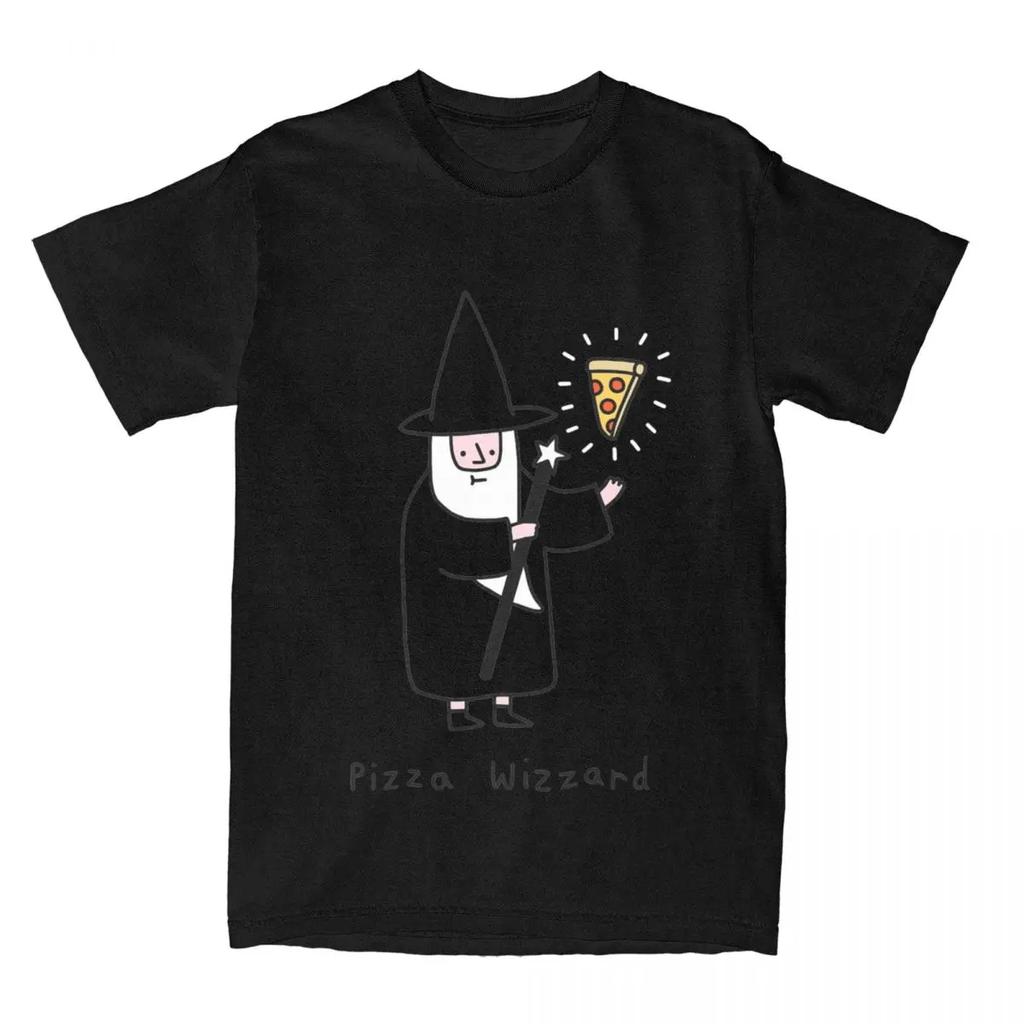 Men Women's Fantasy Pizza Wizzard Shirt Merch Funny Pizzas Lover Pure Cotton T-shirt Clothing Graphic Print Tees Summer
