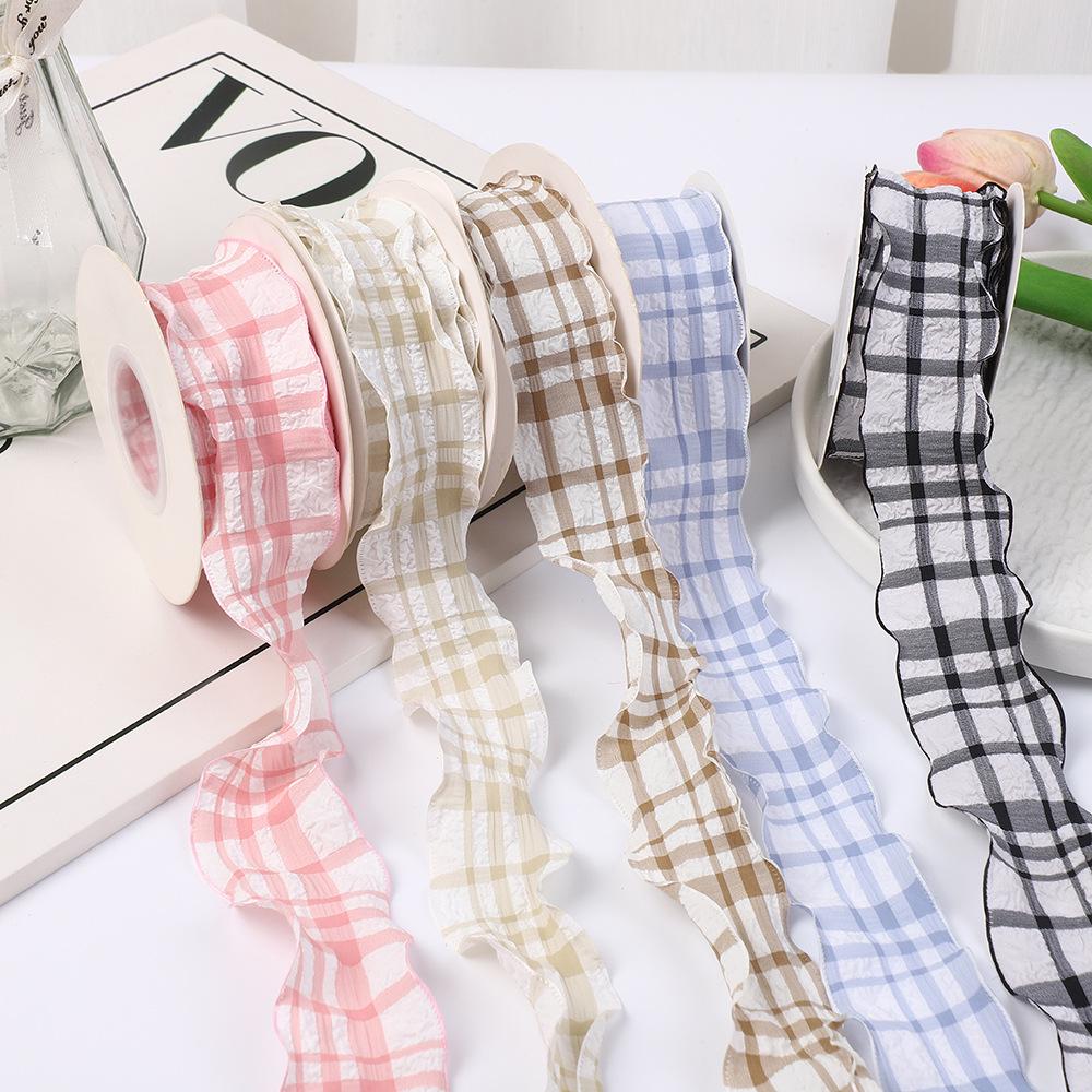 Colorful Puff Plaid Ribbon for Birthday Cake Boxes, Ins Style