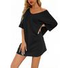 Dameslosse Casual V-hals Korte Mouwen T-shirt Jurk Off-shoulder Jurk