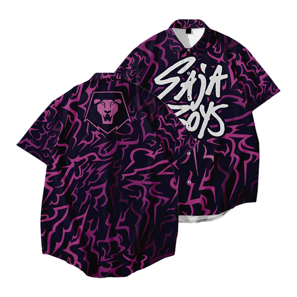 

Saja Рубашка на пуговицах для мальчиков KPop Охотники на демонов Рубашки с 3D-принтом Короткий рукав Повседневная Свободная Мужская рубашка Мода Унисекс Уличная одежда XXXL