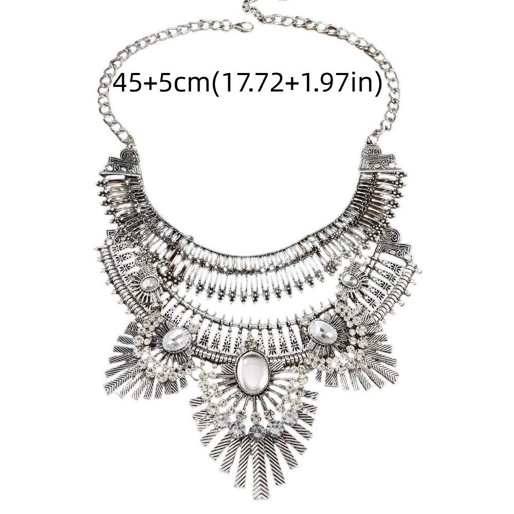 Exquisite Rhinestone Exaggerated Necklace Tassel Bohemian Style Necklace  Festival