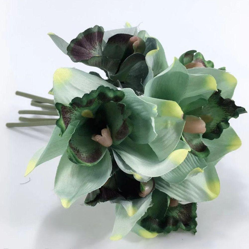 Vintage Fake Flowers 7 Heads Orchid Artificial Plants Artificial Flowers Bouquet Garden Outdoor