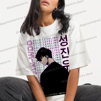 Men Women Anime T-shirt Sung Jin-Woo Tshirt Sung Jin-Woo Manga Tops Short Sleeve Fashion Cotton Shirt Solo Leveling Unisex Tops