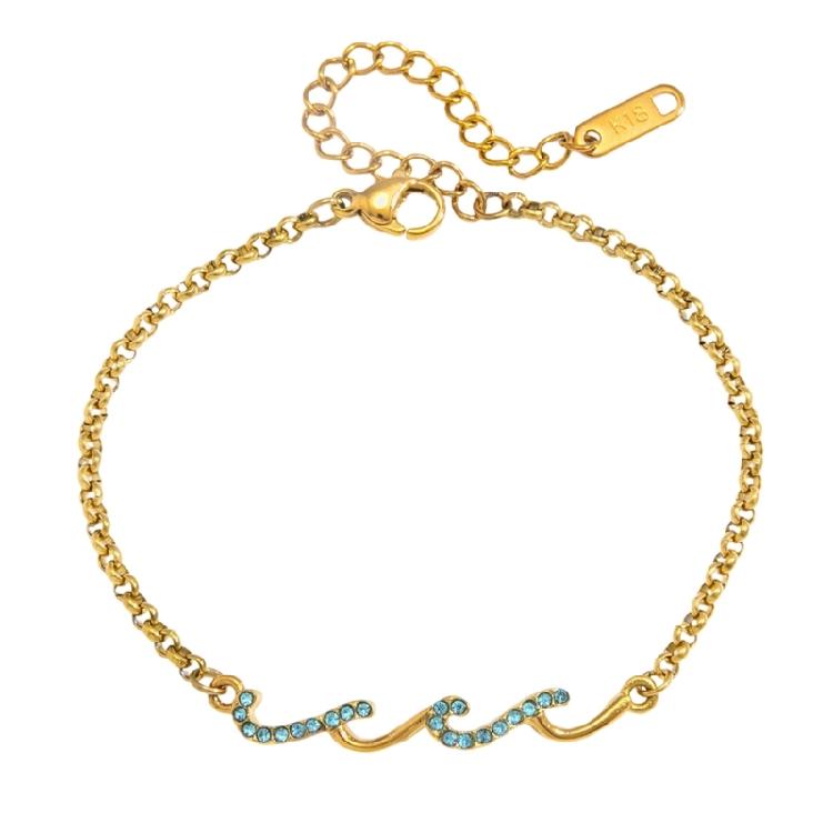 Unique Sea Charm Bangle Stainless Steel Wristband Decorated With Rhinestones For Stacking And Everyday Wear 1
