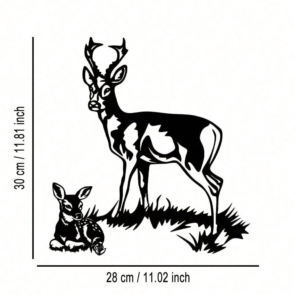 Elegant Minimalist Iron Deer & Fawn Wall Art, Abstract Nature Decor for Home Office Patio, Gift