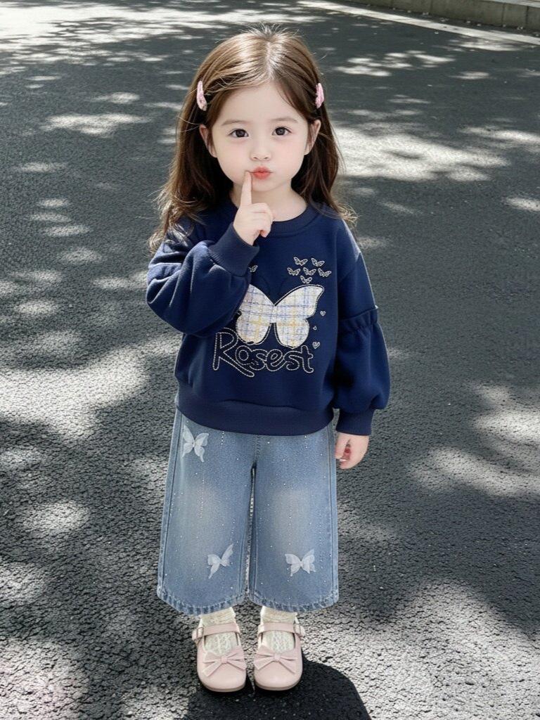 Korean Style Children's Spring/Autumn Long-Sleeve Hoodie Set for Girls - Street Style Casual Wear 2026