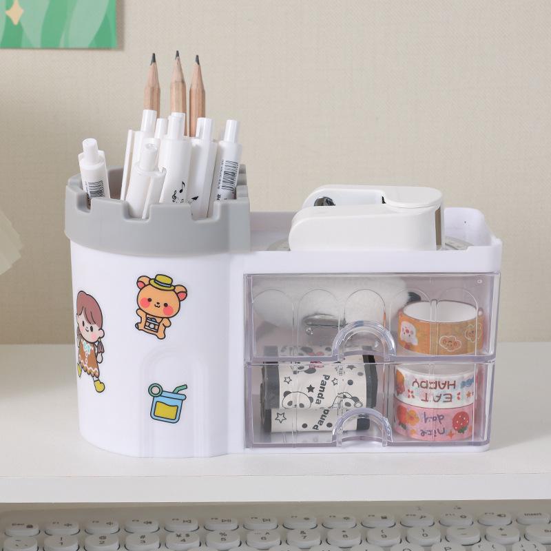 New Girly Drawer-Type Desk Organizer: Dustproof Storage for Stationery and Cosmetics