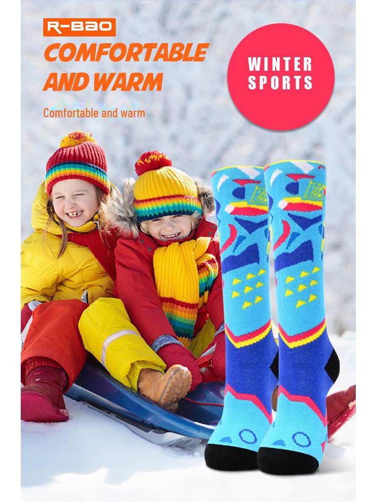 Chaussettes d'Hiver pour Enfants en Laine Mérinos - Épaisses, Chaudes, Tube Long pour Garçons et Filles