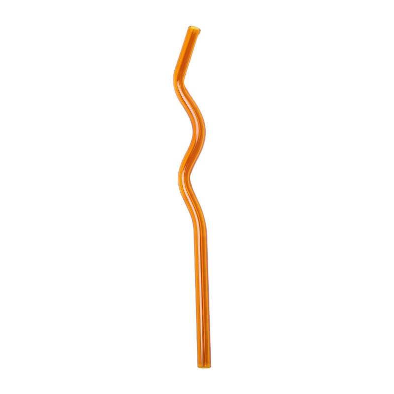 Wavy Colorful Clear Drinking Straw High Borosilicate Glass Straw Glass Tube Party Bar Drinkware Reusable Glass Straws