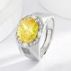 European and American Style Citrine Personalized Men's Diamond Ring Men's Silver Engagement Wedding Ring Men's