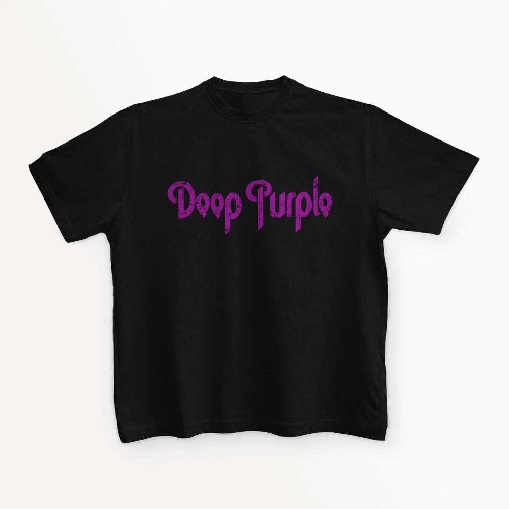 Deep Purple logo Black TShirt short sleeve polyester Hard Rock Tee gift XL
