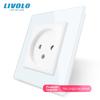Livolo EU Standard Israel Power Socket, White Crystal Glass Panel, AC 100~250V 16A Wall Socket, VL-C7C1IL-11(4 Colors)