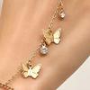 Gold Tone Jewelry for Women Golden Hand Chain Bracelet Women, Metal Butterfly Tassel with Ring Finger Ring, Harness Polished Alloy
