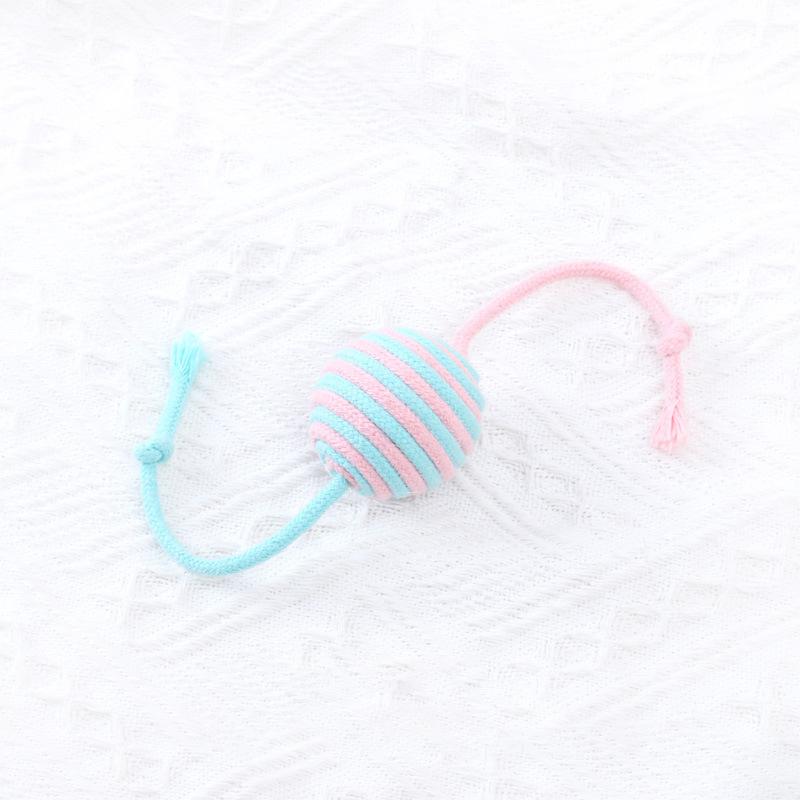 Bite Resistant Cat Cotton Rope Ball Colorful Sounding Cat Scratch Catch Toys Wear Resistant Cat Teaser Ball Pet Supplies