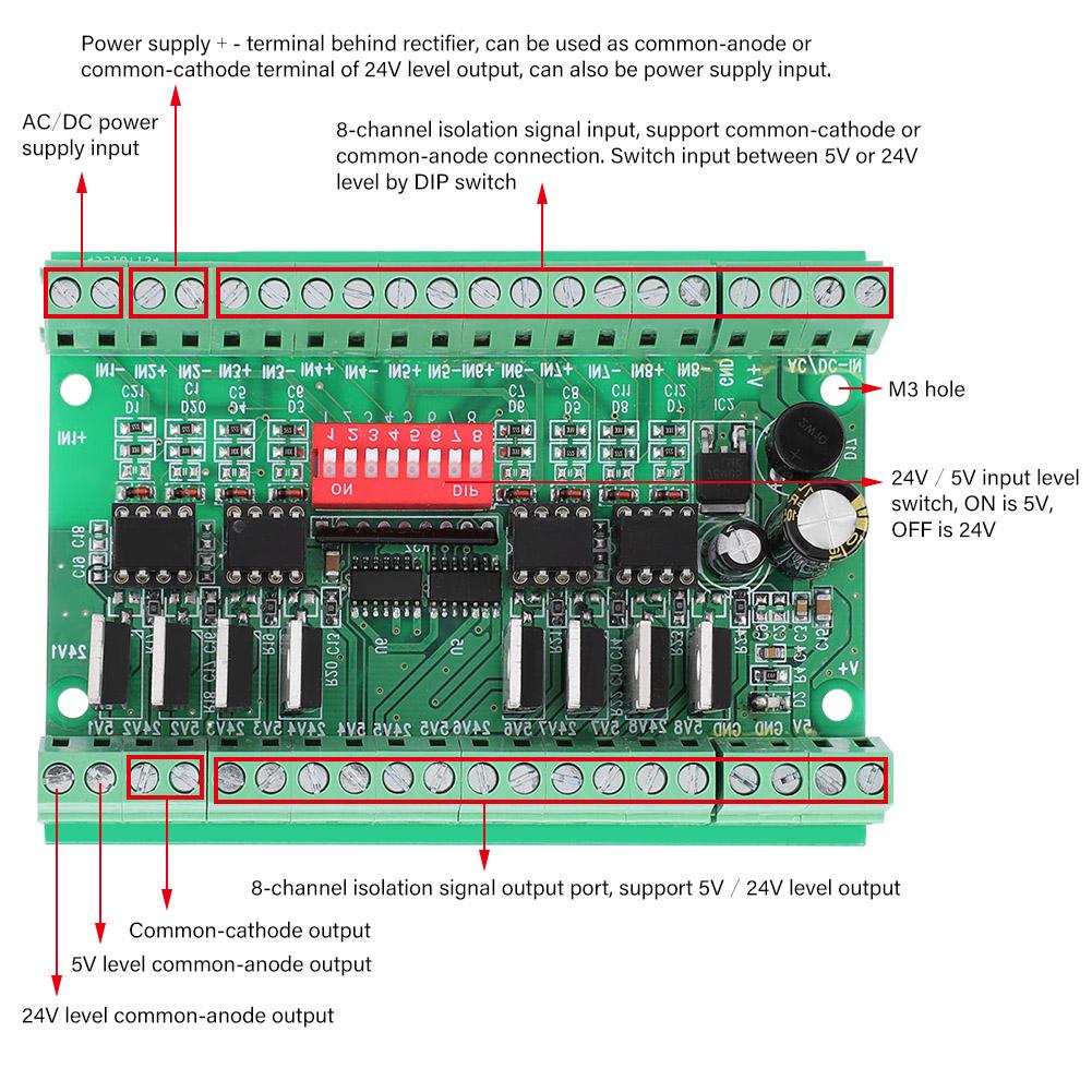 8Channel NPNPNP to NPN 5V24V SquareWave Signal Conversion Module Level Converter 10MHZ