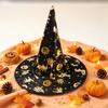 Adult Witch Hat with Gold Foil Pumpkin Design for Halloween Costume Party