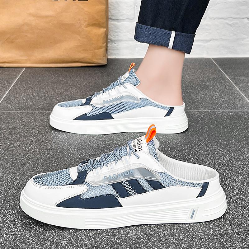 

Мужские тапочки без спинки Летняя обувь для скейтбординга Сабо Мюли Повседневные кроссовки Студенческие сандалии Большие размеры EU: 47 синий