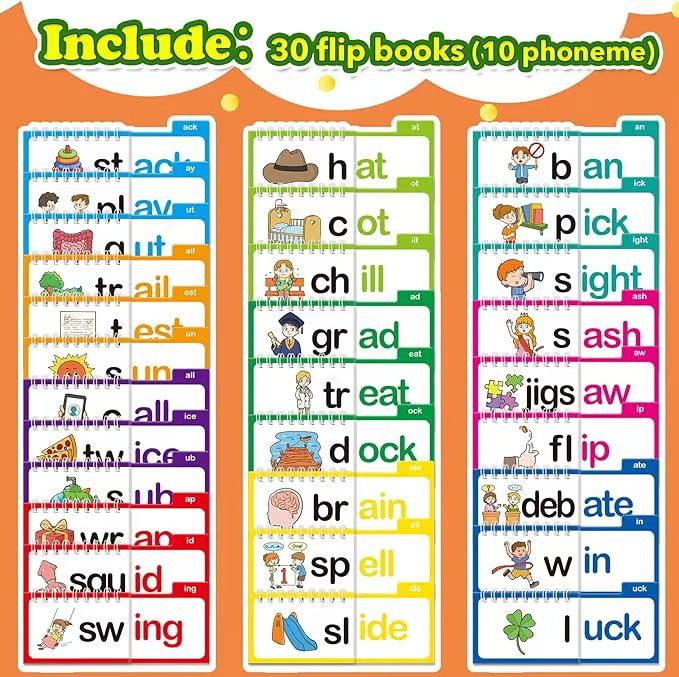 Reading Flip Book Read and Rhyme Flip Books Word Family Flip Books Flash Cards ABC Vocabulary Cards Montessori Educational