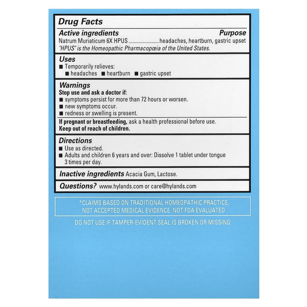 Hyland'S Naturals, Cell Salt #9, Nat Mur 6X, Fast Dissolve Single Tablets, 100 Tablets