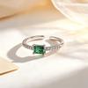 Adjustable Green Zircon Square Pinky Ring with Paved Rhinestones - Light Luxury for Women