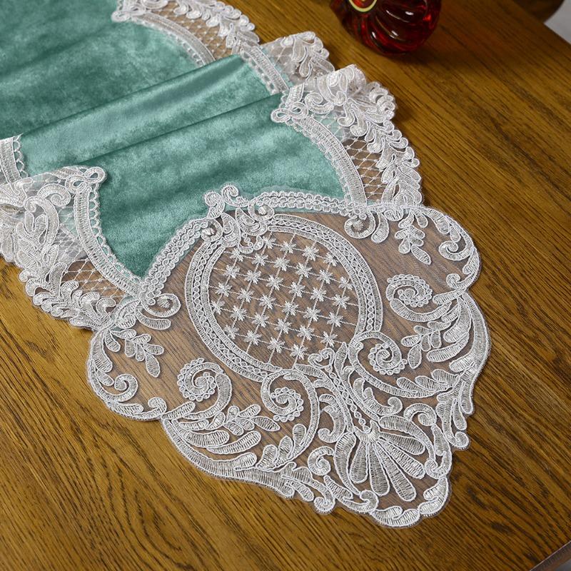 Замшевые кружевные дорожки для стола Скатерть Полый стиль Кровать Плюшевая дорожка — фото 4