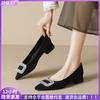 Temperament High Heels Rhinestone Single Shoes Women's Spring Black Thick Heel Commuter Women's Shoes