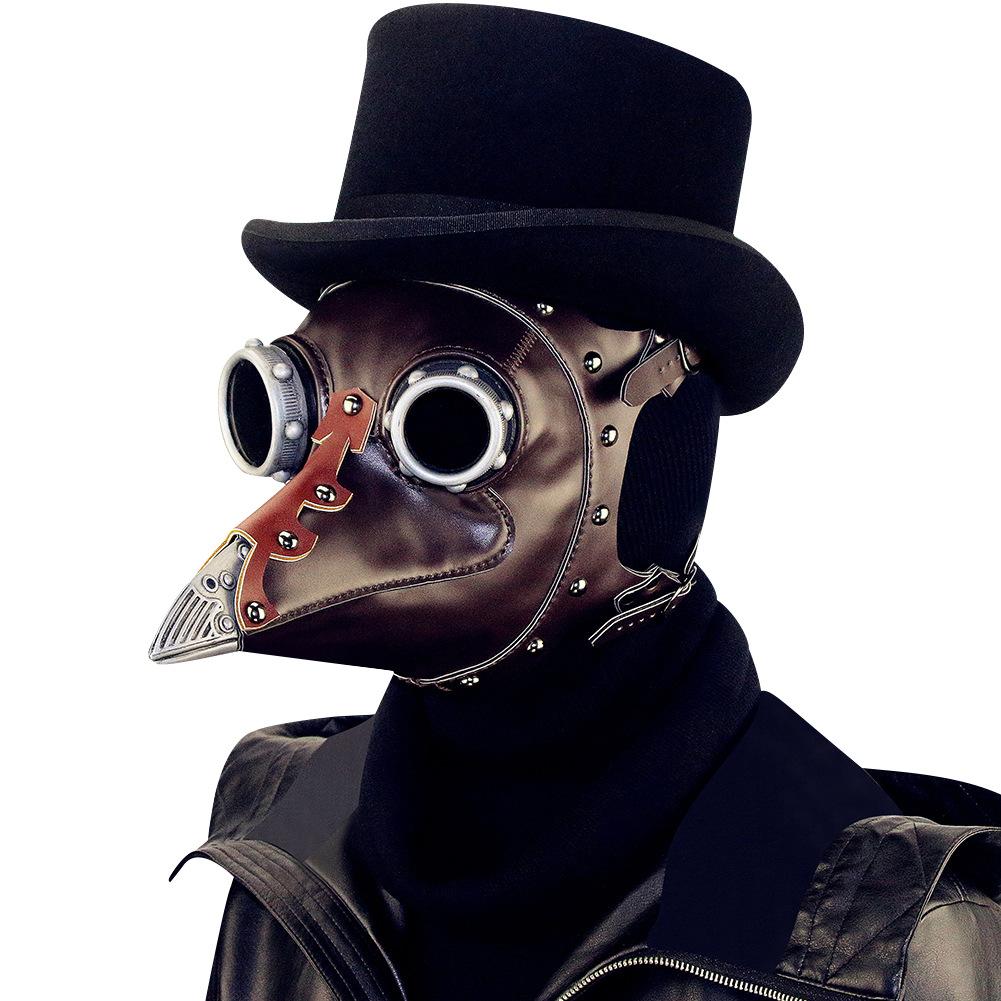 Funny Medieval Plague Doctor Mask Leather In Black Beak Mask Doctor Halloween Mask Steampunk PU Birds Cosplay Doctour De Peste