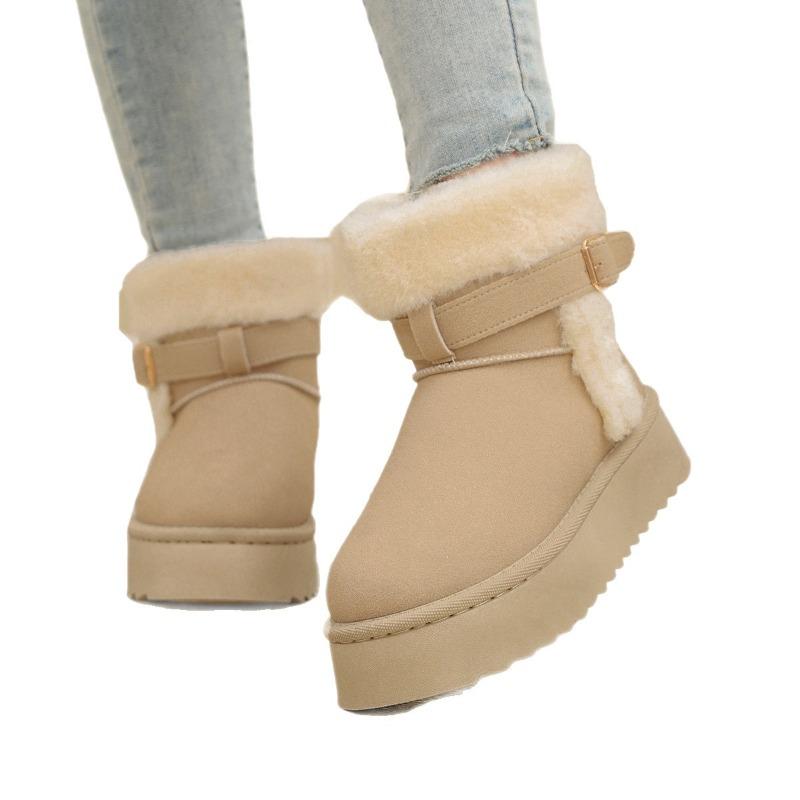 Mid-Calf Snow Boots for Women 2025 Plus Size Winter New Arrival Fashionable Versatile Anti-Slip Warm Thick-Sole Cotton Boots