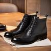 Men's Hand-Carved Leather High-Top Martin Boots: Casual Business Style