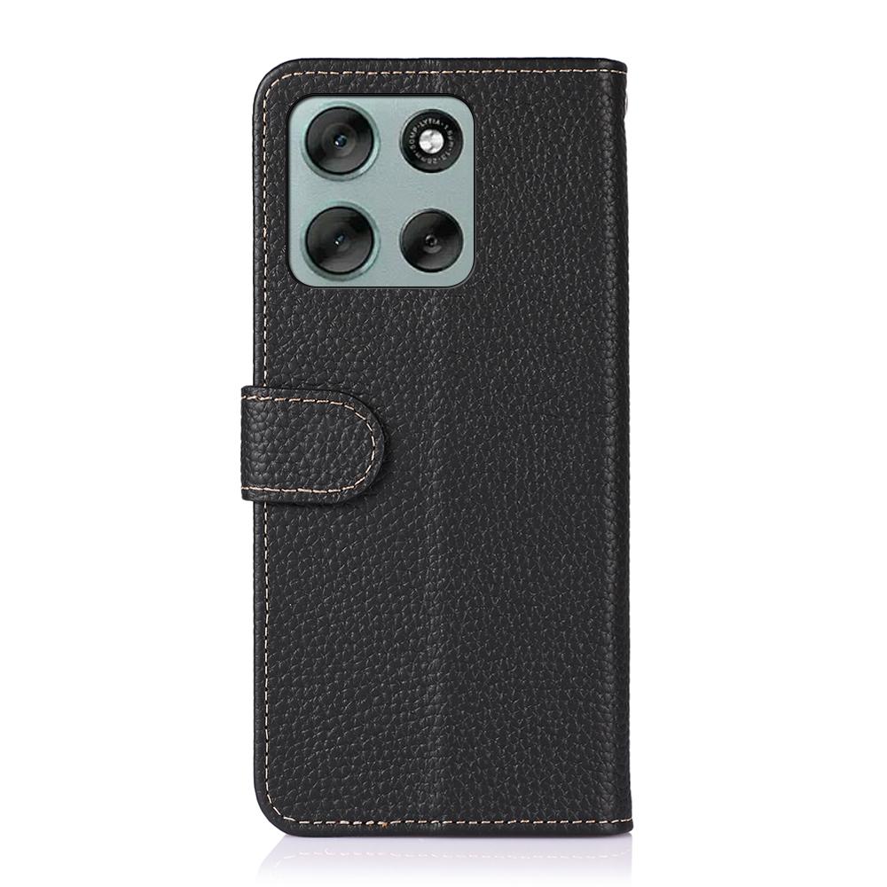 KHAZNEH For Motorola Moto G56 5G Case Genuine Cow Leather Flip Phone Cover