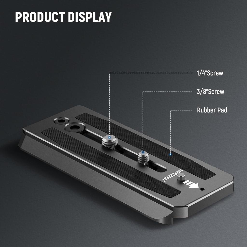 NEEWER 501PL Tripod Fluid Head Quick Release Plate Compatible with Camera Mount Plate with and Retractable Pin for and QR5 Tripod Fluid Heads