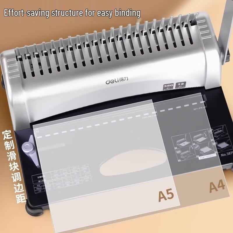 Deli 3870 Manual Comb Binding Machine CN plug (adapter included)