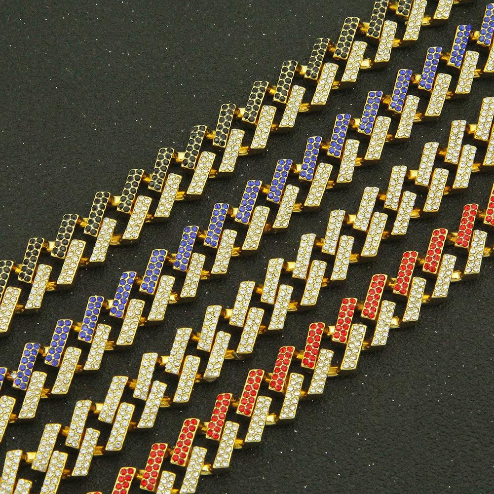 15MM Paved Rhinestones Prong Cuban Link Chain Bracelet for Men Women Bling Iced Out Cuban Bracelet Hip Hop Rapper Jewelry Gift